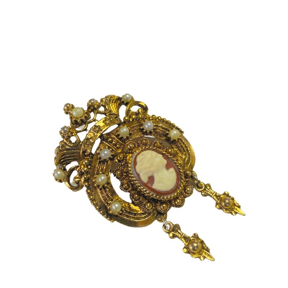 Vintage Cameo Queens Crown Brooch - Picture 2 of 6